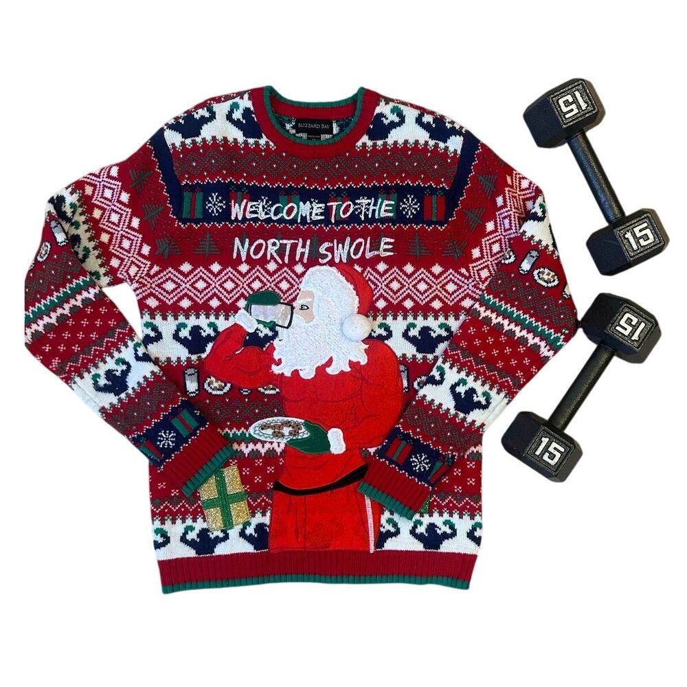 Blizzard Bay "Welcome to the North Swole" Ugly Christmas Sweater Knit Size Med